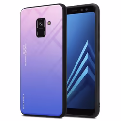 Coque pour Samsung Galaxy A8 2018 Housse en ROSE - BLEU Etui Case Cover Protection bicolore TPU