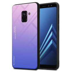 Coque pour Samsung Galaxy A8 2018 Housse en ROSE - BLEU Etui Case Cover Protection bicolore TPU