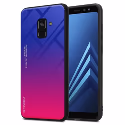 Coque pour Samsung Galaxy A8 2018 Housse en VIOLETT - ROUGE Etui Case Cover Protection bicolore TPU