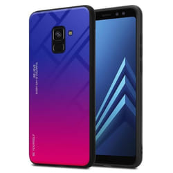 Coque pour Samsung Galaxy A8 2018 Housse en VIOLETT - ROUGE Etui Case Cover Protection bicolore TPU