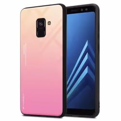 Coque pour Samsung Galaxy A8 2018 Housse en JAUNE - ROSE Etui Case Cover Protection bicolore TPU