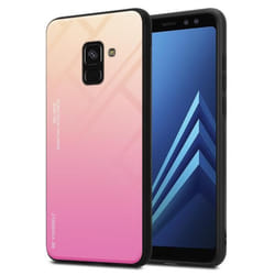 Coque pour Samsung Galaxy A8 2018 Housse en JAUNE - ROSE Etui Case Cover Protection bicolore TPU
