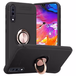 Coque pour Samsung Galaxy A70 / A70s Housse en NOIR - OR ROSE Case Cover Etui Protection anneau de focalisation Silicone TPU