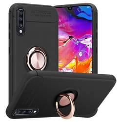Coque pour Samsung Galaxy A70 / A70s Housse en NOIR - OR ROSE Case Cover Etui Protection anneau de focalisation Silicone TPU