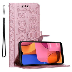 Coque pour Samsung Galaxy A20s Etui en SHINY OR ROSE Housse Case Cover Protection Motif chiens chats Portefeuille