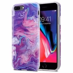 Coque pour Apple iPhone 7 PLUS / 7S PLUS / 8 PLUS Housse en Marbre Violet Rose No. 19 Etui Case Cover Protection Silicone TPU