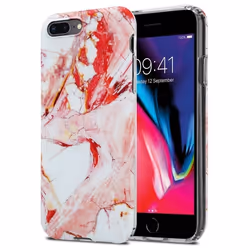 Coque pour Apple iPhone 7 PLUS / 7S PLUS / 8 PLUS Housse en Marbre Blanc Rose No. 20 Etui Case Cover Protection Silicone TPU