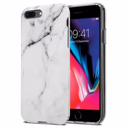 Coque pour Apple iPhone 7 PLUS / 7S PLUS / 8 PLUS Housse en Marbre Blanc Gris No. 23 Etui Case Cover Protection Silicone TPU