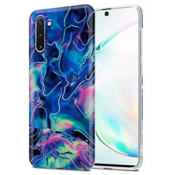 Coque pour Samsung Galaxy NOTE 10 Housse en Marbre Bleu Rose No. 17 Etui Case Cover Protection Silicone TPU Portfeuille Wallet
