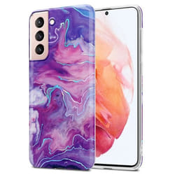 Coque pour Samsung Galaxy S21 5G Housse en Marbre Violet Rose No. 19 Etui Case Cover Protection Silicone TPU Portfeuille Wallet