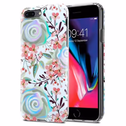 Housse pour Apple iPhone 7 PLUS / 7S PLUS / 8 PLUS Coque FLEURS DE PÊCHE Etui Case Cover Protection en Silicone TPU floral Po ...