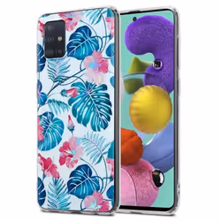 Housse pour Samsung Galaxy A51 4G / M40s Coque FEUILLES DE TORTUE Etui Case Cover Protection en Silicone TPU floral Portefeui ...