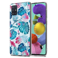Housse pour Samsung Galaxy A51 4G / M40s Coque FEUILLES DE TORTUE Etui Case Cover Protection en Silicone TPU floral Portefeuille