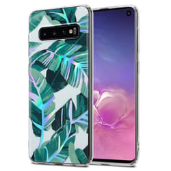Housse pour Samsung Galaxy S10 4G Coque FEUILLES DE BANANE Etui Case Cover Protection en Silicone TPU floral Portefeuille