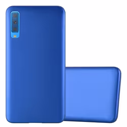 Coque pour Samsung Galaxy A7 2018 Housse en METALLIC BLEU Etui Case Cover Protection Silicone TPU Cover matte