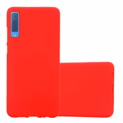 Housse pour Samsung Galaxy A7 2018 Coque en FROST ROUGE Case Cover Protection Silicone TPU Etui