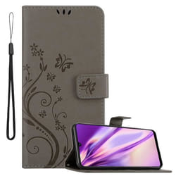 Coque pour Samsung Galaxy A42 5G / M42 5G Housse en GRIS FLORAL Etui Case Cover Protection Floral Portefeuille Wallet