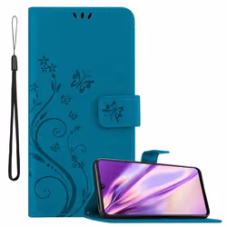Coque pour Samsung Galaxy A42 5G / M42 5G Housse en BLEU FLORAL Etui Case Cover Protection Floral Portefeuille Wallet