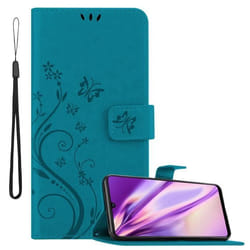 Coque pour Samsung Galaxy A42 5G / M42 5G Housse en BLEU FLORAL Etui Case Cover Protection Floral Portefeuille Wallet