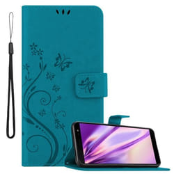 Coque pour Samsung Galaxy J6 2018 Housse en BLEU FLORAL Etui Case Cover Protection Floral Portefeuille Wallet
