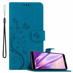 Coque pour Honor 7X Housse en BLEU FLORAL Etui Case Cover Protection Floral Portefeuille Wallet