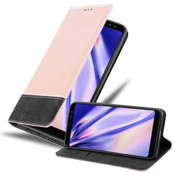 Coque pour Samsung Galaxy A8 2018 Housse en ROSE NOIR Etui Cover Protection fermeture magnétique fonction de support