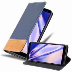 Coque pour Samsung Galaxy J6 2018 Housse en BLEU BRUN Etui Cover Protection fermeture magnétique fonction de support