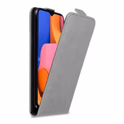 Coque pour Samsung Galaxy A20s Etui en GRIS TITANE Housse Case Cover Protection Flip magnétique Portefeuille