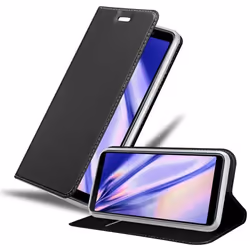 Coque pour Samsung Galaxy A7 2018 Etui en CLASSY NOIR Housse Case Cover Protection fermeture magnétique Portefeuille Wallet