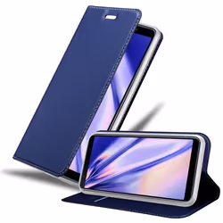 Coque pour Samsung Galaxy A7 2018 Etui en CLASSY BLEU FONCÉ Housse Case Cover Protection fermeture magnétique Portefeuille Wa ...