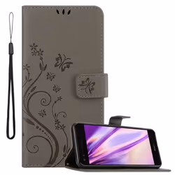 Coque pour Huawei Y6 PRO 2017 Housse en GRIS FLORAL Etui Case Cover Protection Floral Portefeuille Wallet