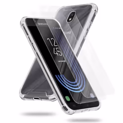 Coque et 2x verres de protection trempés pour Samsung Galaxy J7 2017 en TRANSPARENT Housse Etui Case hybride Cover