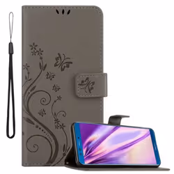 Coque pour Honor 9X LITE Housse en GRIS FLORAL Etui Case Cover Protection Floral Portefeuille Wallet
