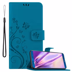 Coque pour Honor 9X LITE Housse en BLEU FLORAL Etui Case Cover Protection Floral Portefeuille Wallet
