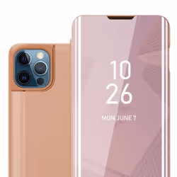Cadorabo Etui pour Apple iPhone 13 PRO en KUNZIT ROSE Clear View Housse Protection miroir Protection à 360 degrés