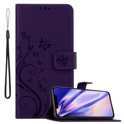 Coque pour Apple iPhone 13 PRO Housse en LILAS FONCÉ FLORAL Etui Case Cover Protection Floral Portefeuille Wallet