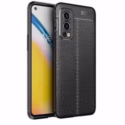 Coque pour OnePlus Nord 2 Housse en Noir Profond Etui Cover Protection Silicone TPU revêtement similicuir