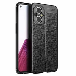 Coque pour OnePlus Nord N200 Housse en Noir Profond Etui Cover Protection Silicone TPU revêtement similicuir