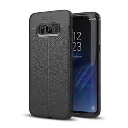 Coque pour Samsung Galaxy S8 PLUS Housse en Noir Profond Etui Cover Protection Silicone TPU revêtement similicuir