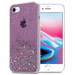 Coque - CADORABO - iPhone 7 / 7S / 8 / SE 2020 - Violet - Paillettes - Protection Silicone TPU
