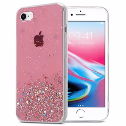 Coque pour Apple iPhone 7 / 7S / 8 / SE 2020 Etui en Rose avec Paillettes Case Cover Housse Protection Silicone TPU Paillette ...