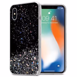 Coque pour Apple iPhone X / XS Etui en Noir avec Paillettes Case Cover Housse Protection Silicone TPU Paillettes Glitter
