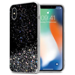 Coque pour Apple iPhone X / XS Etui en Noir avec Paillettes Case Cover Housse Protection Silicone TPU Paillettes Glitter
