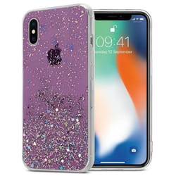 Coque pour Apple iPhone X / XS Etui en Violet avec Paillettes Case Cover Housse Protection Silicone TPU Paillettes Glitter