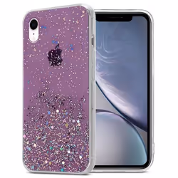 Coque pour Apple iPhone XR Etui en Violet avec Paillettes Case Cover Housse Protection Silicone TPU Paillettes Glitter