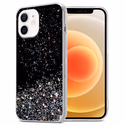 Coque pour Apple iPhone 12 MINI Etui en Noir avec Paillettes Case Cover Housse Protection Silicone TPU Paillettes Glitter