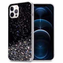 Coque pour Apple iPhone 12 PRO MAX Etui en Noir avec Paillettes Case Cover Housse Protection Silicone TPU Paillettes Glitter