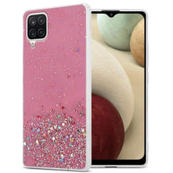 Coque pour Samsung Galaxy A12 / M12 Etui en Rose avec Paillettes Case Cover Housse Protection Silicone TPU Paillettes Glitter