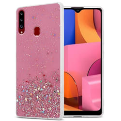 Coque pour Samsung Galaxy A20s Etui en Rose avec Paillettes Case Cover Housse Protection Silicone TPU Paillettes Glitter