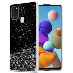 Coque pour Samsung Galaxy A21s Etui en Noir avec Paillettes Case Cover Housse Protection Silicone TPU Paillettes Glitter